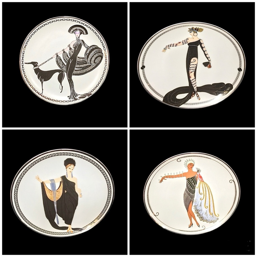 Erte Art Deco Plates, Set of 4